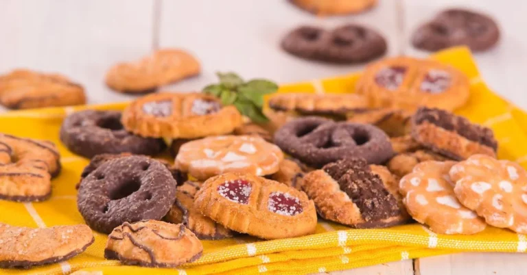 Golden-brown windmill cookies with almond details.