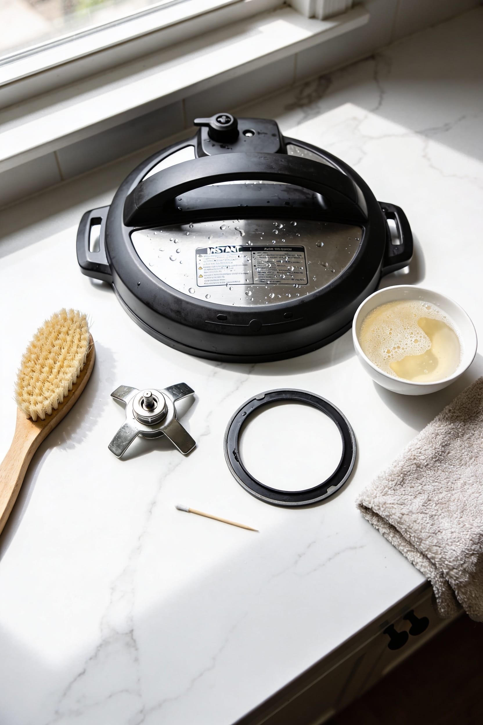 clean instant pot lid thoroughly