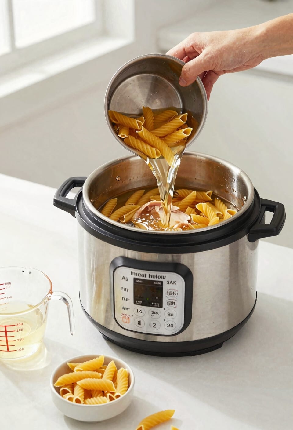 dump pasta and liquid together